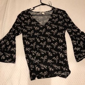 H&M Black Floral Top